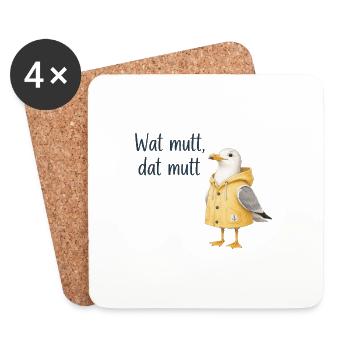 Wat mutt dat mutt Seemöwe Hoodie - Untersetzer (4er-Set) - Weiß - Vorne