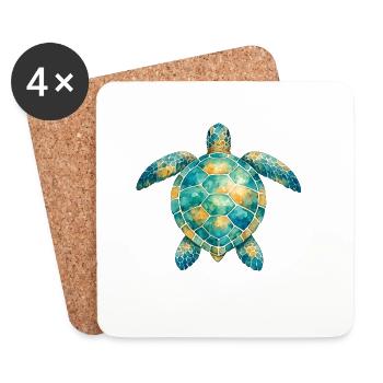 Water Mosaic Turtle - Coasters (set of 4) - white - Front