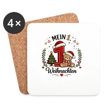 Mein Erstes Weihnachten Teddy - Untersetzer (4er-Set) - Weiß - Vorne