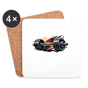 Fitnessstudio & Gewichte - Untersetzer (4er-Set) - Weiß - Vorne
