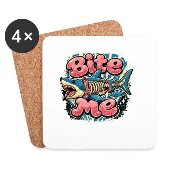 Cock Me Vintage Skeletal Shark - Coasters (set of 4) - white - Front