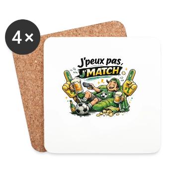 J'match Fête Foot et Bière - Dessous de verre (lot de 4) - blanc - Devant