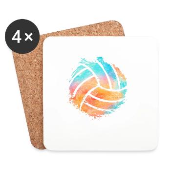 Volleyvall sur la plage - Dessous de verre (lot de 4) - blanc - Devant