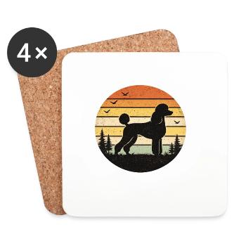 Retro Poodle Silhouette Sunset - Coasters (set of 4) - white - Front