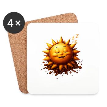 Schlafender Sonnenschein mit Bohnen - Untersetzer (4er-Set) - Weiß - Vorne