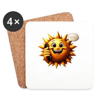 Sonnenlächeln am Telefon - Untersetzer (4er-Set) - Weiß - Vorne