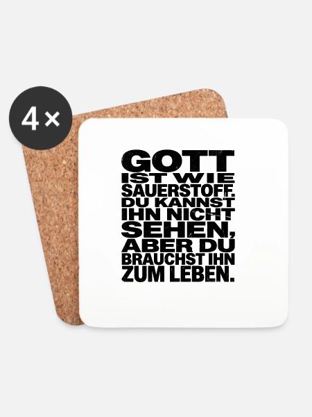 Gott ist wie Sauerstoff – Christlicher Spruch - Untersetzer (4er-Set) - Weiß