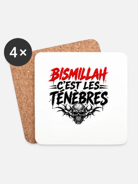 Bismillah c'est les ténèbres noir - Untersetzer (4er-Set) - Weiß