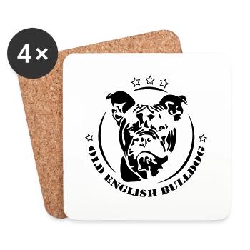 Old English Bulldog dog portrait Wilsigns OEB - Coasters (set of 4) - white - Front