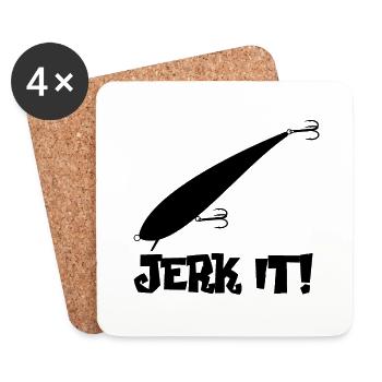 Jerkbait Angeln "Jerk it" schwarz - Untersetzer (4er-Set) - Weiß - Vorne