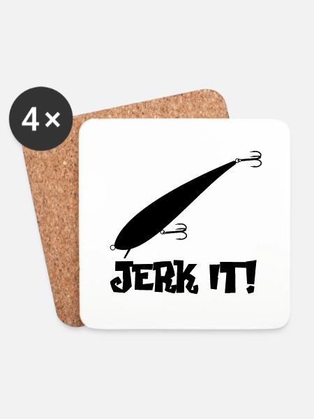 Jerkbait Angeln "Jerk it" schwarz - Untersetzer (4er-Set) - Weiß
