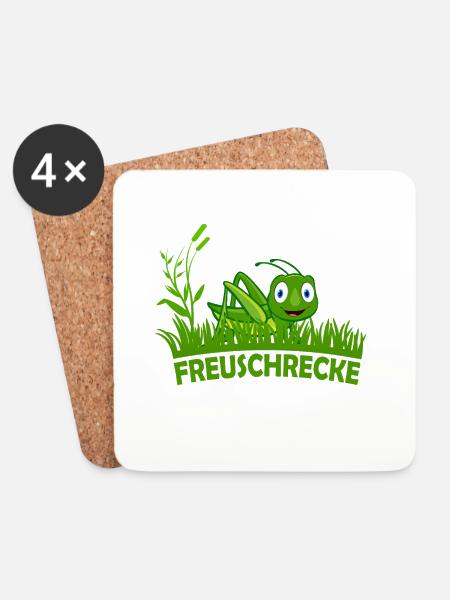 Freuschrecke Grille Grashüpfer jubel freu süß - Untersetzer (4er-Set) - Weiß