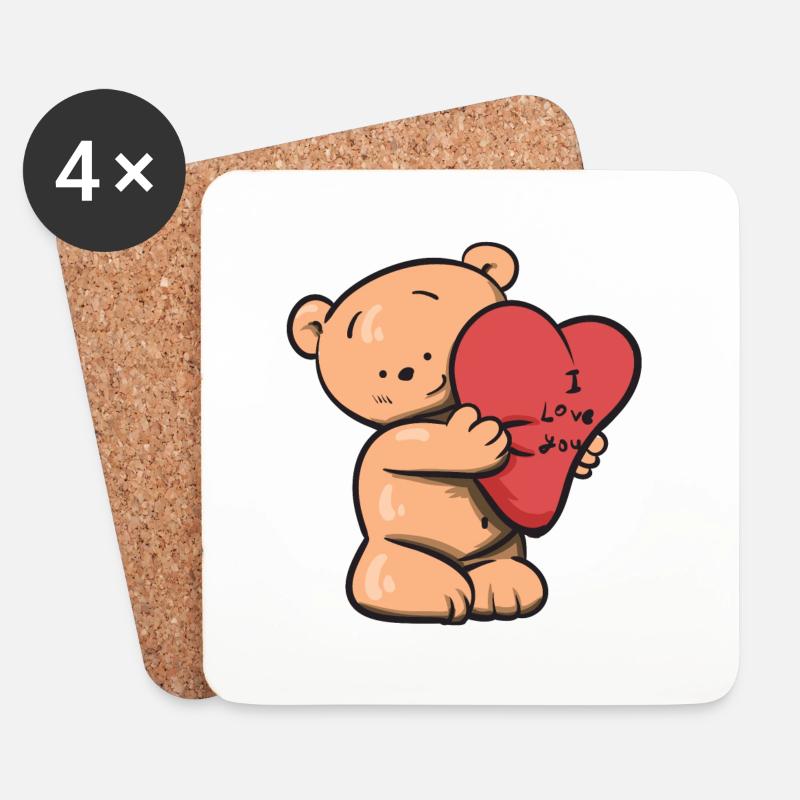 Teddy Bär I love you - Untersetzer (4er-Set) - Weiß