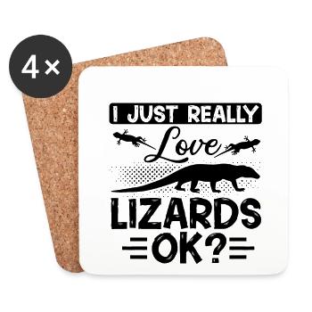Lézard J’aime vraiment les lézards, d’accord? Repti - Dessous de verre (lot de 4) - blanc - Devant