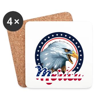 Merica Eagle USA American Flag Memorial Day VI - Coasters (set of 4) - white - Front