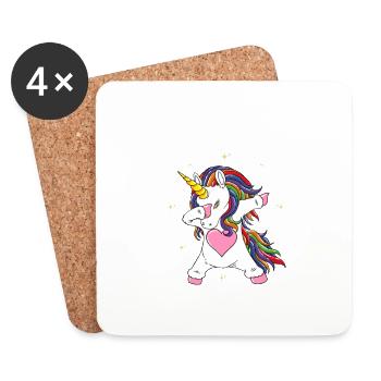 Mamaïs Maman Maman Maman Mère Dabbing Licorne Fête des Mères - Dessous de verre (lot de 4) - blanc - Devant