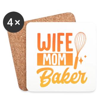 Baker Mama Mother Baking Wife Mama Baker Mutt - Coasters (set of 4) - white - Front
