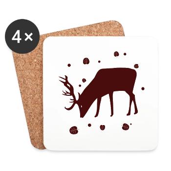 Hirsch - Wald Natur Tierschutz - Untersetzer (4er-Set) - Weiß - Vorne