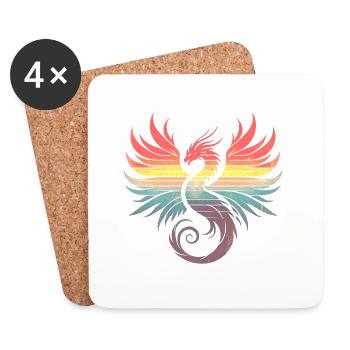 Retro Sunset Phoenix - Coasters (set of 4) - white - Front