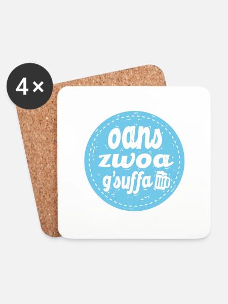 Oans zwoa gsuffa! - Untersetzer (4er-Set) - Weiß