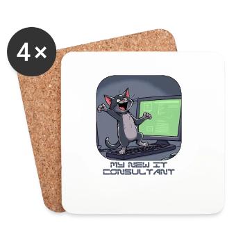 IT-Katze am Computer - Untersetzer (4er-Set) - Weiß - Vorne