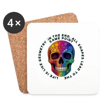 Bunter Totenkopf Kaleidoskop - Untersetzer (4er-Set) - Weiß - Vorne