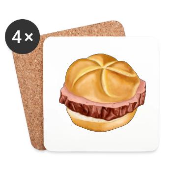 Liver cheese rolls illustration - Coasters (set of 4) - white - Front
