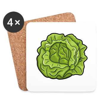 Chef de salade de laitue illustration d'aliments sains - Dessous de verre (lot de 4) - blanc - Devant