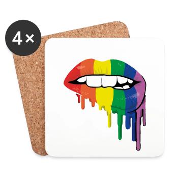 LGBTI Lippen - Untersetzer (4er-Set) - Weiß - Vorne