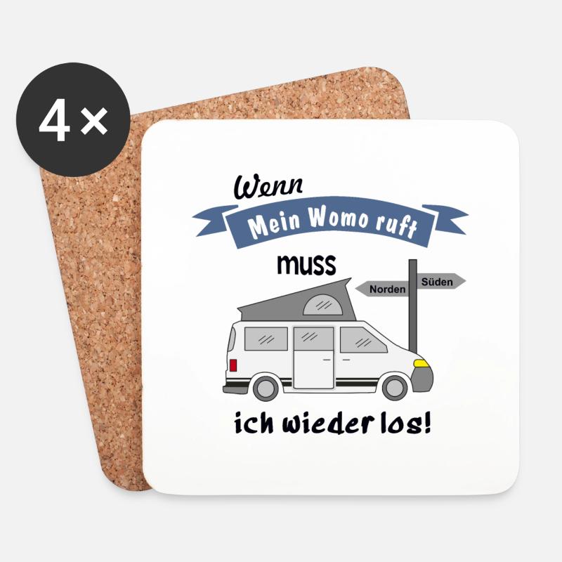 womo ruft campingbus - Untersetzer (4er-Set) - Weiß