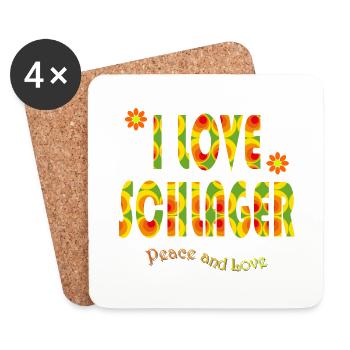 I LOVE SCHLAGER - Untersetzer (4er-Set) - Weiß - Vorne