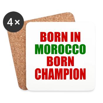 born in morocco born champion - maroc - Dessous de verre (lot de 4) - blanc - Devant
