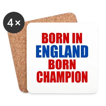 born in england born champion - angleterre - Dessous de verre (lot de 4) - blanc - Devant