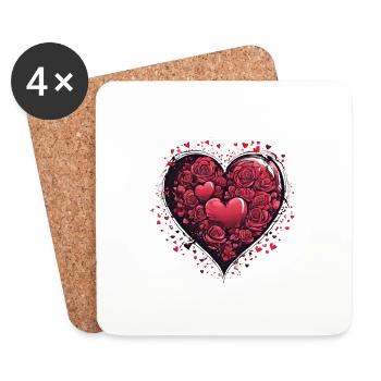 Beautiful Red Love Hearts Valentines Anniversary - Coasters (set of 4) - white - Front
