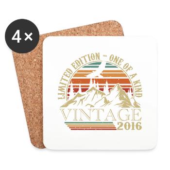 2016 Vintage Retro 2016 Anniversary Gift - Coasters (set of 4) - white - Front