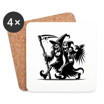 LA SORCIÈRE ET LA FAUCHEUSE DANS LA FRÉNÉSIE DE LA FÊTE - Dessous de verre (lot de 4) - blanc - Devant