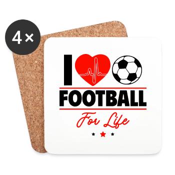 Ich liebe Fußball fürs Leben - Untersetzer (4er-Set) - Weiß - Vorne