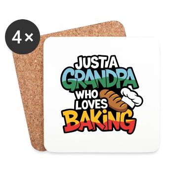 Grandpa is a baker, our grandpa likes to bake - Coasters (set of 4) - white - Front