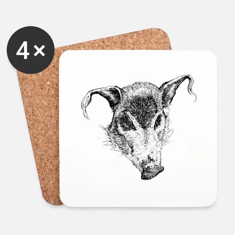 Intense Brush-eared Pig - Coasters (set of 4) - white
