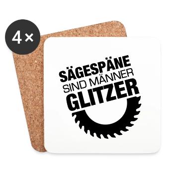 Sägespäne Männer Glitzer Schreiner Heimwerker Papa - Untersetzer (4er-Set) - Weiß - Vorne