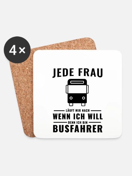 Lustiger Busfahrer Spruch - Untersetzer (4er-Set) - Weiß
