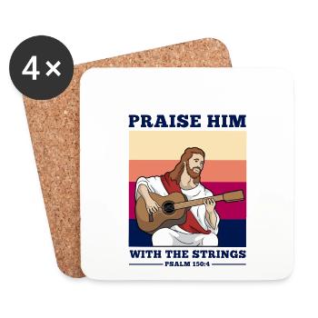 Jésus guitare bible verset musique acoustique psaume - Dessous de verre (lot de 4) - blanc - Devant