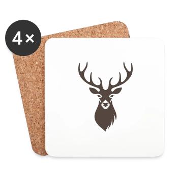 Deer Animal Hirsch - Untersetzer (4er-Set) - Weiß - Vorne