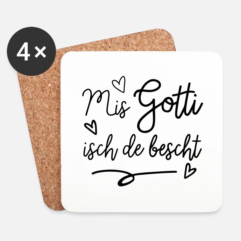 Schweizer Götti Gotti Baby Geburt Spruch Pate - Untersetzer (4er-Set) - Weiß