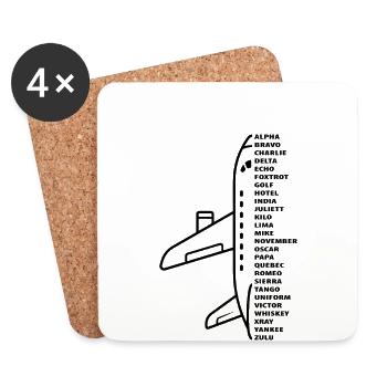 Nato Alphabet Motif Pilote pilote de contrôleur aérien - Dessous de verre (lot de 4) - blanc - Devant