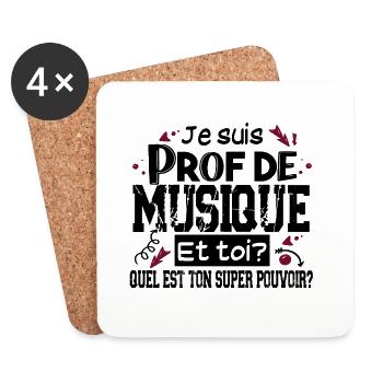 Prof Professeur Musique Métier Collège Lycée - Dessous de verre (lot de 4) - blanc - Devant