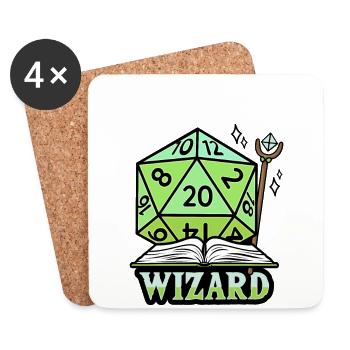 Jeu de rôle fantastique RPG Wizard RPG Gamer - Dessous de verre (lot de 4) - blanc - Devant