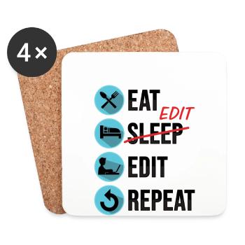 Filmemacher Postproduktion Videoeditor und Cutter - Untersetzer (4er-Set) - Weiß - Vorne