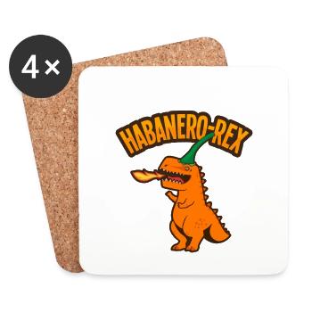Habanero Chili Dinosaur Design - Dessous de verre (lot de 4) - blanc - Devant