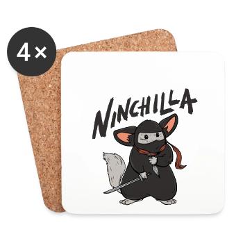 Ninchilla Ninja Chinchilla - Coasters (set of 4) - white - Front